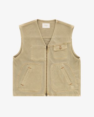 Beige Aime Leon Dore Garment Dyed Denim Men's Vest | PGHKA2408