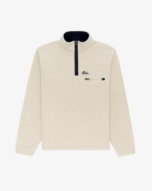 Beige White Aime Leon Dore Quarter Zip Fleece Men's Pullover | SWYLR8345