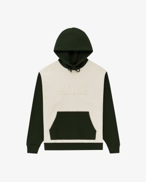 Beige White Aime Leon Dore Washed Two-Tone Men's Hoodie | LXWQD4093