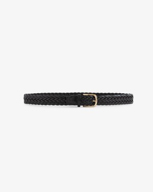 Black Aime Leon Dore Braided Leather Women's Belt | EPCMU4907