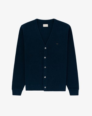 Black Aime Leon Dore Crest Knit Men's Cardigan | UDQBX8362