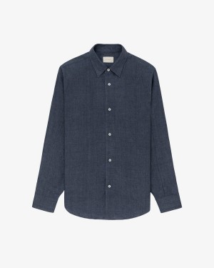 Black Aime Leon Dore Long-Sleeve Linen Unisex Shirts | OZRXS5046