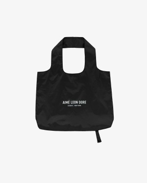 Black Aime Leon Dore Packable Logo Unisex Tote Bags | RDETV5270