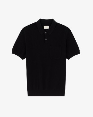 Black Aime Leon Dore Short-Sleeve Knit Polo Men's Shirts | LCBVM6021