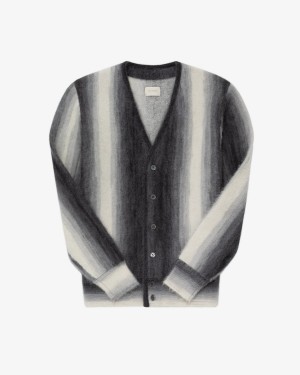 Black White Aime Leon Dore Ombré Men's Cardigan | ULYJO1603