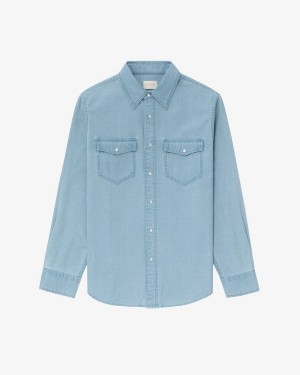 Blue Aime Leon Dore Chambray Snap Men's Shirts | KJLYO4501