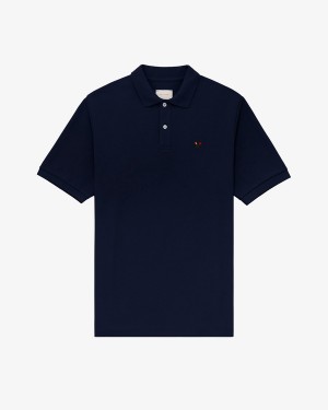 Blue Aime Leon Dore Crest Piqué Polo Men's Polo Shirts | IVZPN6412