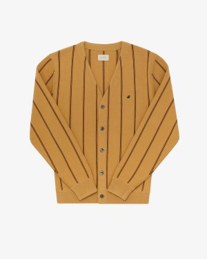 Brown Aime Leon Dore Crest Knit Men's Cardigan | XQLED6072