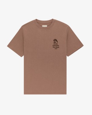 Brown Aime Leon Dore Form Logo Men's Shirts | GQVZX0841