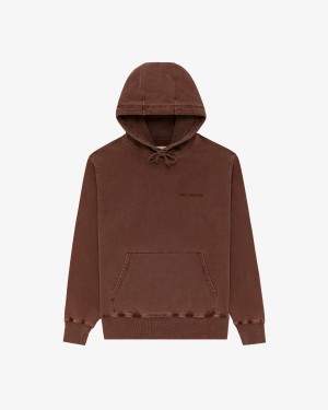 Brown Aime Leon Dore Garment Dyed Uniform Men's Hoodie | NARCB7451