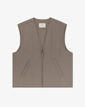 Brown Aime Leon Dore Lightweight Filled Men's Vest | MUKQO9568