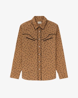 Brown Aime Leon Dore Polka Dot Western Women's Shirts | KJBNP4813