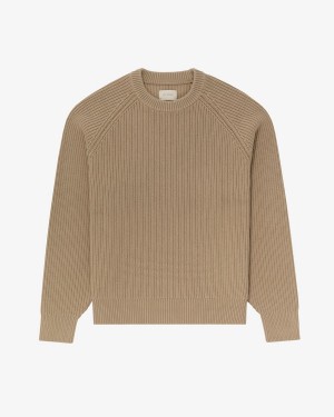 Brown Aime Leon Dore Shaker Stitch Crewneck Men's Sweaters | PGOCF7064