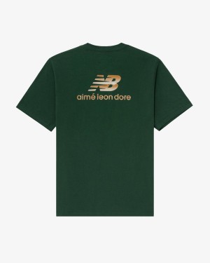 Dark Green Aime Leon Dore Ald / New Balance Logo Men's Shirts | PXVFU9218