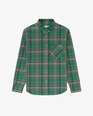 Green Aime Leon Dore Plaid Cotton Men's Shirts | OWSKV3829