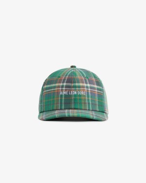 Green Aime Leon Dore Plaid Logo Men's Hats | HYDBV0172