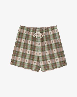 Green Brown Aime Leon Dore Patterned Leisure Women's Short | EYKPQ8124