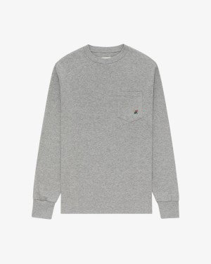 Grey Aime Leon Dore Long-Sleeve Crest Pocket Men's Shirts | BEGJX3265