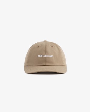 Khaki Aime Leon Dore Cotton Logo Unisex Hats | DVURT5634