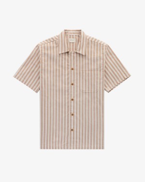 Khaki Aime Leon Dore Striped Leisure Men's Shirts | KHUCD0523