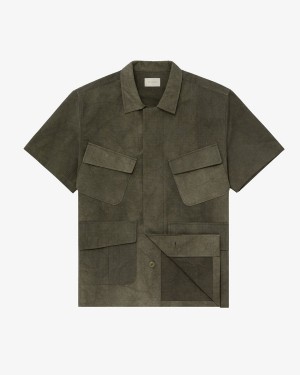 Olive Aime Leon Dore Ripstop Jungle Men's Shirts | WMGDV0143