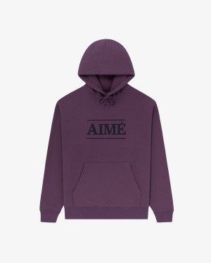 Purple Aime Leon Dore Logo Men's Hoodie | JQBFS5184