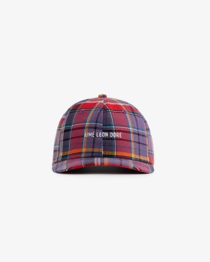 Purple Aime Leon Dore Plaid Logo Men's Hats | ASUNV1847