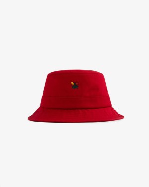 Red Aime Leon Dore Brushed Crest Bucket Unisex Hats | WXPAJ4769