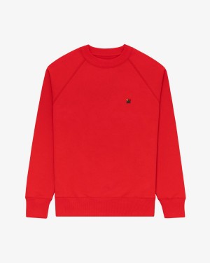 Red Aime Leon Dore Crest Crewneck Men's Sweatshirts | DXUHE2835