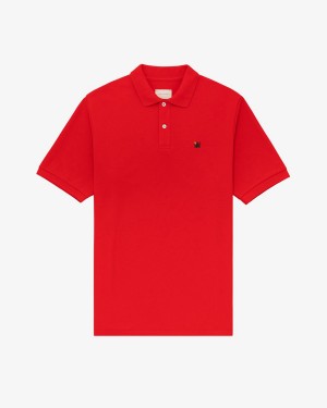 Red Aime Leon Dore Crest Piqué Polo Men's Polo Shirts | XYLOI7513