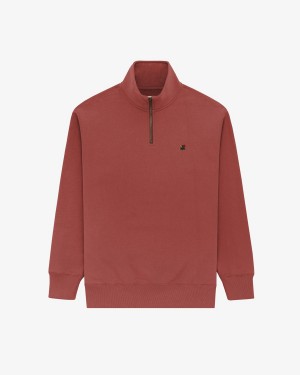 Red Brown Aime Leon Dore Crest Quarter Zip Men's Pullover | NJLEX2590