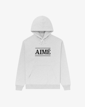 Silver Aime Leon Dore Logo Men's Hoodie | KUCWE8376