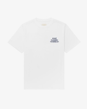 White Aime Leon Dore Fleur Logo Men's Shirts | JYFRT1238