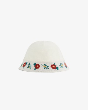 White Aime Leon Dore Floral Knit Bucket Women's Hats | CBSOU8973