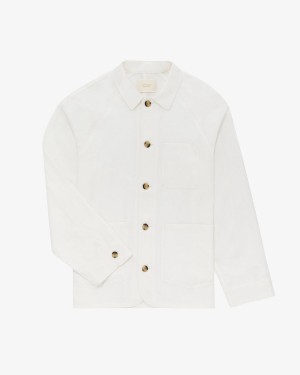 White Aime Leon Dore Linen Chore Women's Jackets | QPKNC2190