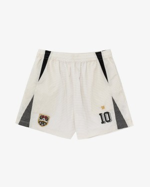 White Aime Leon Dore Team Soccer Men's Short | NMEUI4850