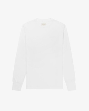 White Aime Leon Dore Tonal Logo Long-Sleeve Men's Shirts | FNYKR7264