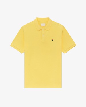 Yellow Aime Leon Dore Crest Piqué Polo Men's Shirts | THLZI5683