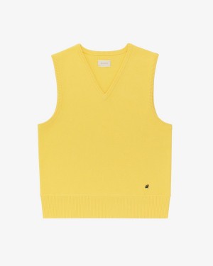 Yellow Aime Leon Dore Knit V-Neck Women's Vest | IZUBC6872