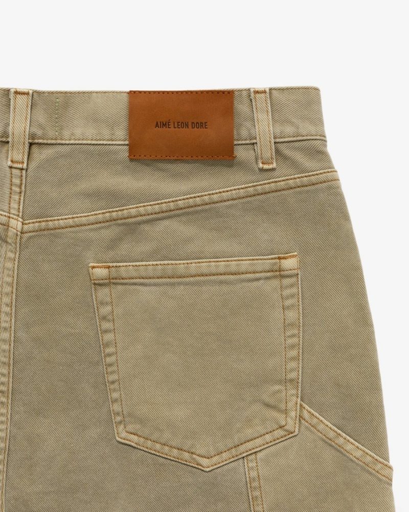 Beige Aime Leon Dore Garment Dyed Denim Men's Short | HDOXN6487