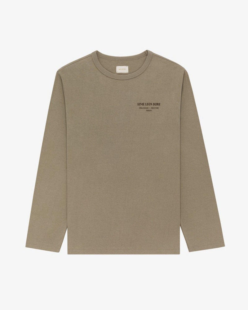 Beige Aime Leon Dore Long-Sleeve Artiste Men's Shirts | UQGVD8420