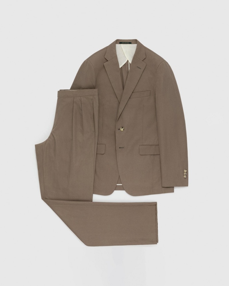 Beige Aime Leon Dore Single Breasted Men's Suit | LWMFS3704