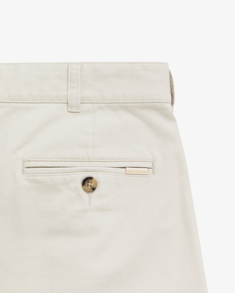 Beige White Aime Leon Dore Double Pleated Men's Pants | DBPTY6380