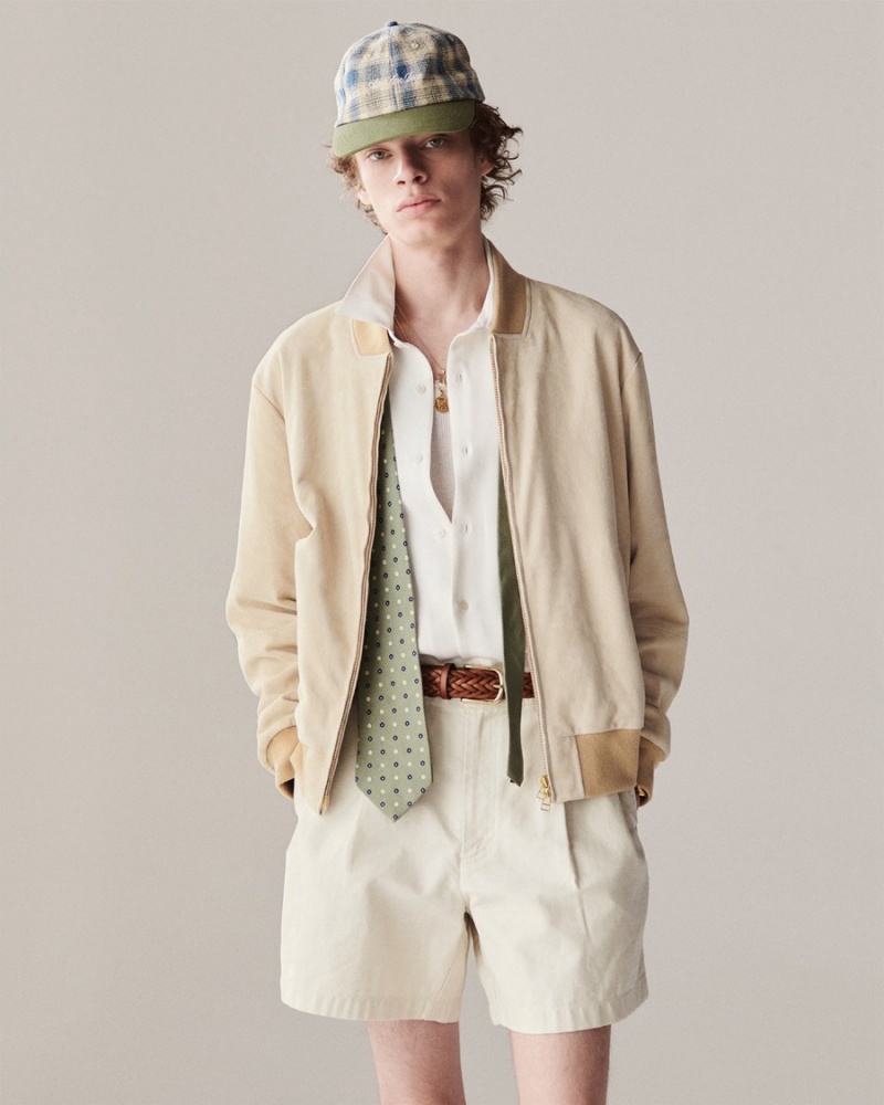 Beige White Aime Leon Dore Suede Bomber Men's Jackets | AQMIU5034