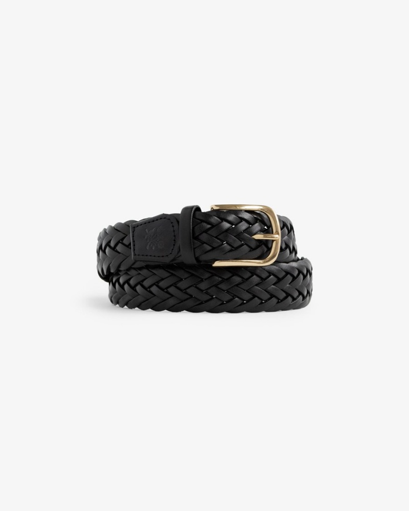 Black Aime Leon Dore Braided Leather Women's Belt | EPCMU4907