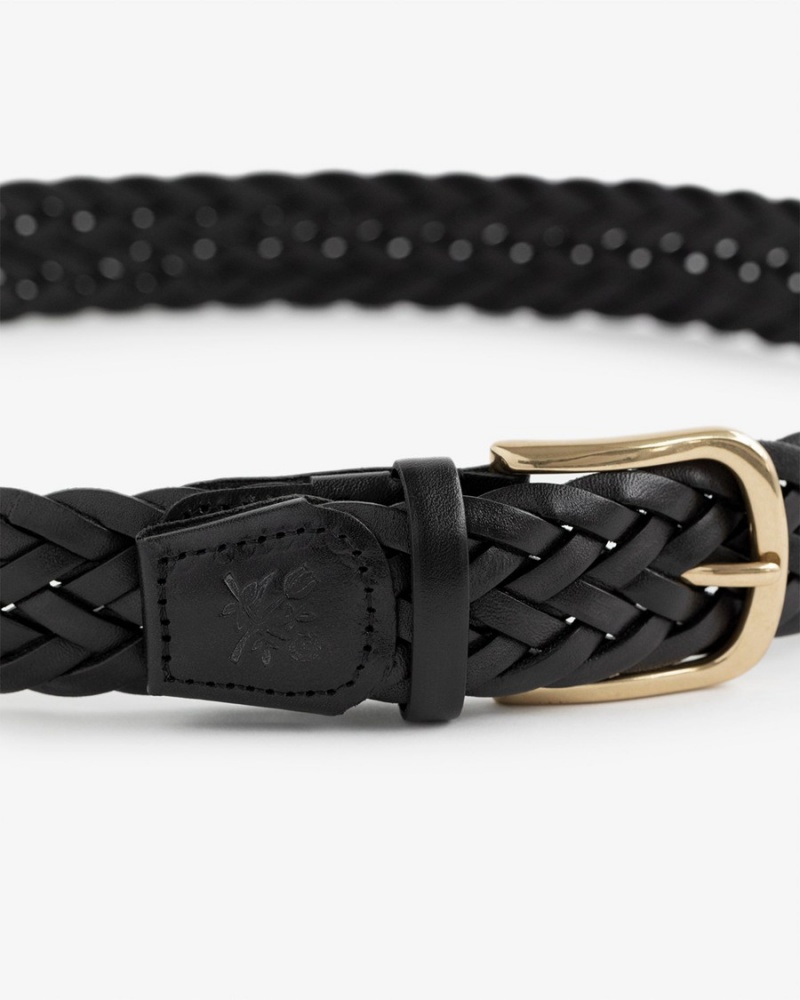 Black Aime Leon Dore Braided Leather Women's Belt | EPCMU4907