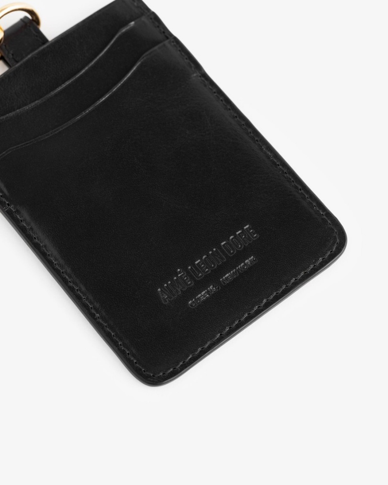 Black Aime Leon Dore Debossed Logo Leather Neck Women's Wallets | XHMAT5672