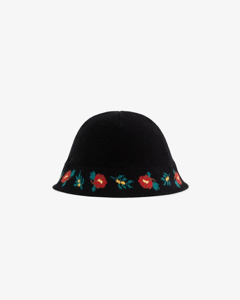 Black Aime Leon Dore Floral Knit Bucket Women\'s Hats | RTCXZ1269