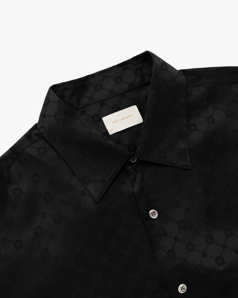 Black Aime Leon Dore Jacquard Monogram Women's Shirts | BMSRD9624