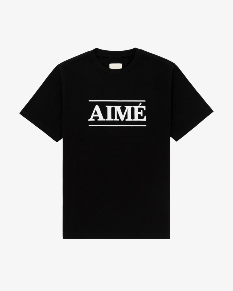 Black Aime Leon Dore Logo Men\'s Shirts | EAMFG0719